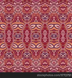 Indian tribal seamless pattern fort fabric. Bohemian nomadic style doodle handdrawn arts. Intricate ornament.. Abstract ornamental textile design. Ethnic seamless pattern. Vector ethnic art background.