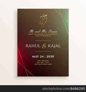 golden indian wedding card design with event details space ...