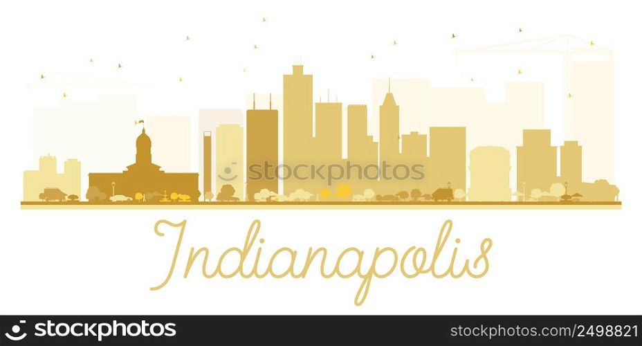 Indianapolis City skyline golden silhouette. Vector illustration. Simple flat concept for tourism presentation, banner, placard or web site. Business travel concept. Cityscape with landmarks