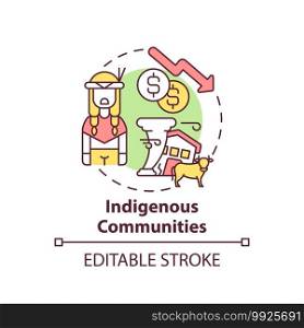 Indigenous community concept icon. Climate justice idea thin line illustration. Culturally distinct societies and communities. Vector isolated outline RGB color drawing. Editable stroke. Indigenous community concept icon