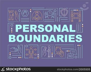Individual boundaries word concepts banner. Define restrictions. Infographics with linear icons on purple background. Isolated creative typography. Vector outline color illustration with text. Individual boundaries word concepts banner