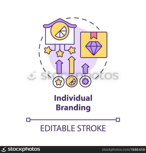 Individual branding concept icon. Marketing strategy type. Increase competitiveness. Brand planning abstract idea thin line illustration. Vector isolated outline color drawing. Editable stroke. Individual branding concept icon