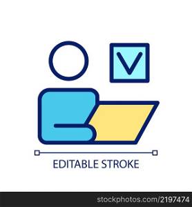 Individual tasks pixel perfect RGB color icon. Productive work management. Complete project. Isolated vector illustration. Simple filled line drawing. Editable stroke. Arial font used. Individual tasks pixel perfect RGB color icon