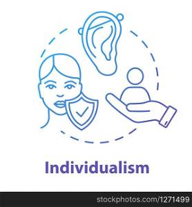 Individualism blue concept icon. Self-affirmation. Freedom of action. Individualist feminism idea thin line illustration. Vector isolated outline RGB color drawing