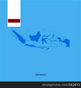 Indonesia Country Map with Flag over Blue background. Vector EPS10 Abstract Template background