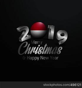 Indonesia Flag 2019 Merry Christmas Typography. New Year Abstract Celebration background