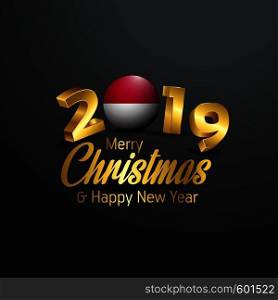 Indonesia Flag 2019 Merry Christmas Typography. New Year Abstract Celebration background