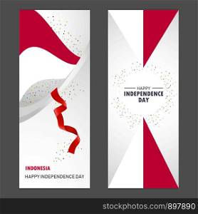 Indonesia Happy independence day Confetti Celebration Background Vertical Banner set