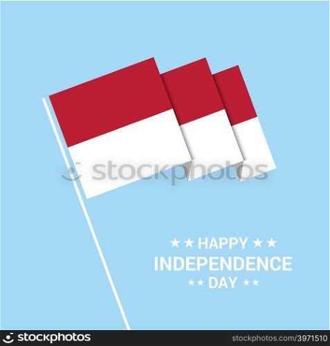 Indonesia Independence day typographic design with flag vector