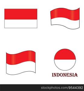 Indonesian flag icon logo vector design template