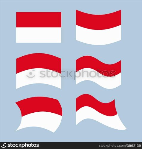 Indonesian flag. Set of flags of Indonesian republic in various forms. Developing Indonesian flag Asian state&#xA;