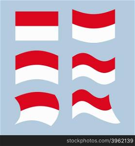 Indonesian flag. Set of flags of Indonesian republic in various forms. Developing Indonesian flag Asian state&#xA;