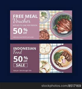 indonesian food voucher template watercolor