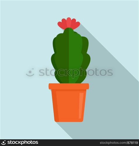 Indoor flower cactus icon. Flat illustration of indoor flower cactus vector icon for web design. Indoor flower cactus icon, flat style