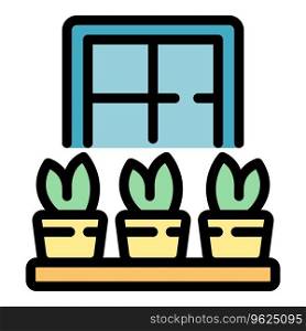 Indoor garden icon outline vector. Summer home. Eco view color flat. Indoor garden icon vector flat