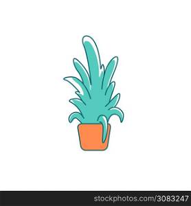 Indoor plant flat color vector object. Tropical greenery for house decoration. Sprout with leaves. Potted office greenery isolated cartoon illustration for web graphic design and animation. Indoor plant flat color vector object