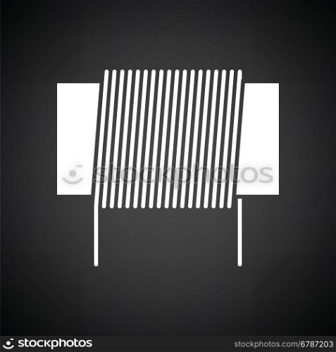 Inductor coil icon. Black background with white. Vector illustration.