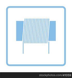 Inductor coil icon. Blue frame design. Vector illustration.