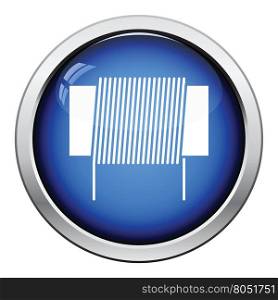Inductor coil icon. Glossy button design. Vector illustration.