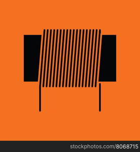 Inductor coil icon. Orange background with black. Vector illustration.