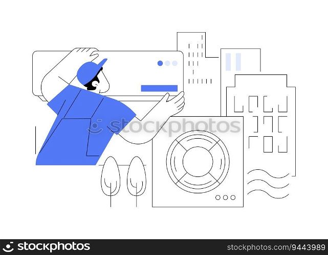 Industrial air conditioning abstract concept vector illustration. Modern urban purification system, air conditioning service processing, ecology environment and industry abstract metaphor.. Industrial air conditioning abstract concept vector illustration.