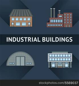 Industrial and business building icons set vector illustration