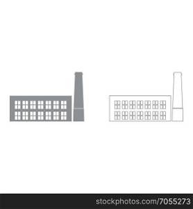 Industrial building factory grey set icon .. Industrial building factorygrey set icon .