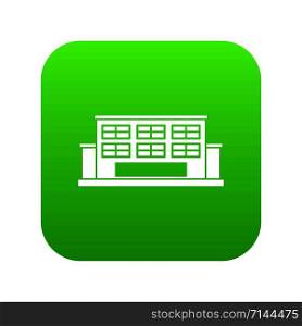 Industrial building icon digital green for any design isolated on white vector illustration. Industrial building icon digital green