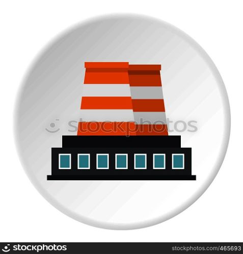 Industrial building icon in flat circle isolated on white background vector illustration for web. Industrial building icon circle
