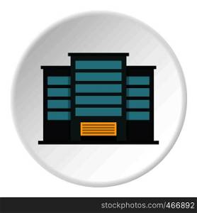 Industrial building icon in flat circle isolated vector illustration for web. Industrial building icon circle