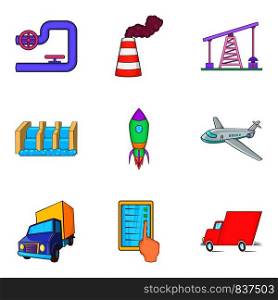 Industrial business icons set. Cartoon set of 9 industrial business vector icons for web isolated on white background. Industrial business icons set, cartoon style