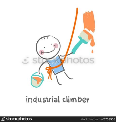 industrial climber. Fun cartoon style illustration. The situation of life.