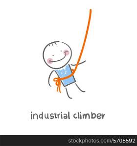 industrial climber. Fun cartoon style illustration. The situation of life.