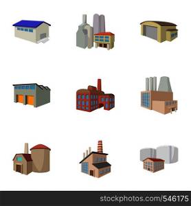Industrial complex icons set. Cartoon illustration of 9 industrial complex vector icons for web. Industrial complex icons set, cartoon style