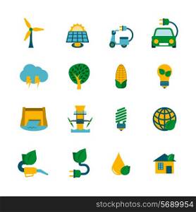 Industrial ecological solutions of cleaner air water production cycle systems flat icons collection abstract isolated vector illustration