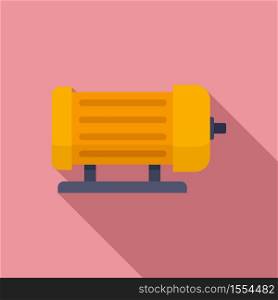 Industrial electric motor icon. Flat illustration of industrial electric motor vector icon for web design. Industrial electric motor icon, flat style