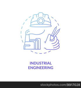 Industrial engineering blue gradient concept icon. Factory worker. Project development. Plant manufacture. Construction idea thin line illustration. Vector isolated outline RGB color drawing. Industrial engineering blue gradient concept icon
