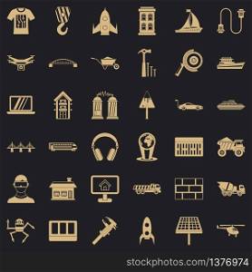 Industrial engineering icons set. Simple style of 36 industrial engineering vector icons for web for any design. Industrial engineering icons set, simple style