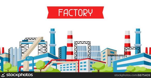Industrial factory banner.. Industrial factory banner. Manufacture building illustration in flat style.