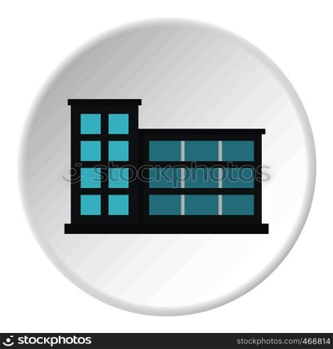 Industrial factory building icon in flat circle isolated vector illustration for web. Industrial factory building icon circle