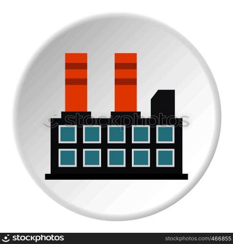 Industrial factory building icon in flat circle isolated vector illustration for web. Industrial factory building icon circle