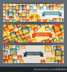 Industrial factory buildings horizontal banners.