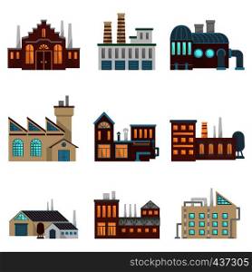 Industrial factory buildings with pipe and bad environment. Vector eco factory building power production illustration. Industrial factory buildings with pipe and bad environment. Vector eco symbols
