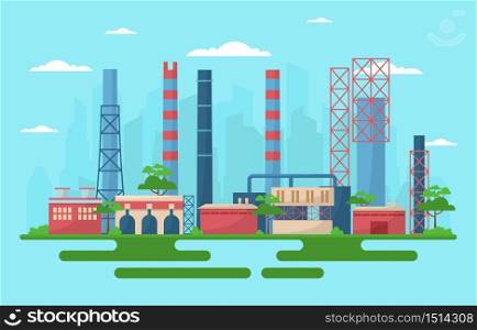 Industrial Factory Concept Manufacturing Building Facilities Area Landscape Flat Illustration