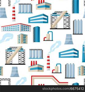 Industrial factory seamless pattern.. Industrial factory seamless pattern. Manufacture building illustration in flat style.