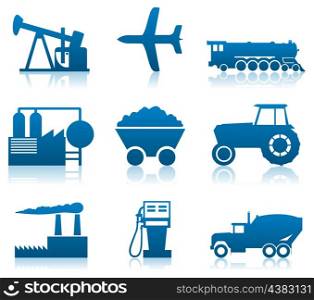 Industrial icons. Collection of icons on an industrial theme. A vector illustration
