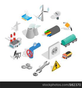 Industrial icons set in isometric 3d style isolated on white background. Industrial icons set, isometric 3d style
