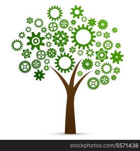 Industrial innovation concept tree made from cogs and gears isolated vector illustration