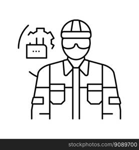 industrial mechanic repair worker line icon vector. industrial mechanic repair worker sign. isolated contour symbol black illustration. industrial mechanic repair worker line icon vector illustration