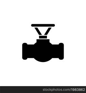 Industrial Pipe with Valve. Flat Vector Icon illustration. Simple black symbol on white background. Industrial Pipe with Valve sign design template for web and mobile UI element. Industrial Pipe with Valve Flat Vector Icon